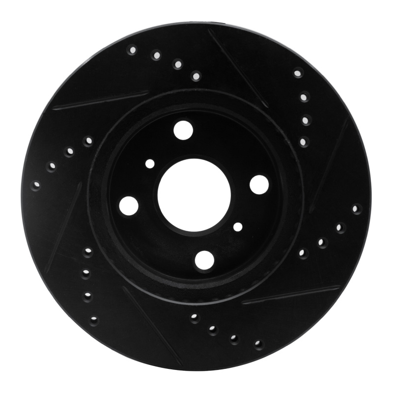 Scion IQ Brake Rotor (1) - Front Left - R1 Concepts - Drilled & Slotted - Black - `06-`19